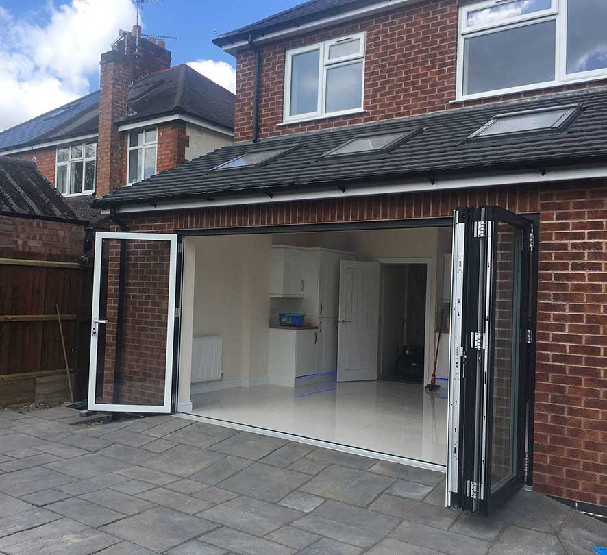 black framed bifold open