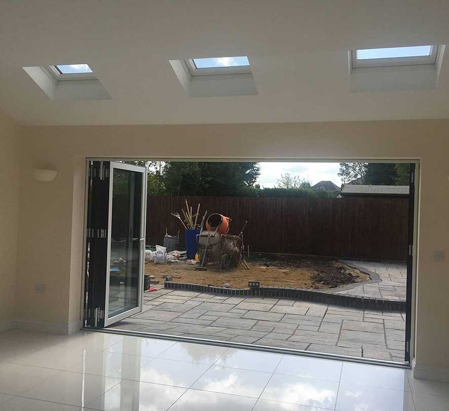 black framed bifold outside view