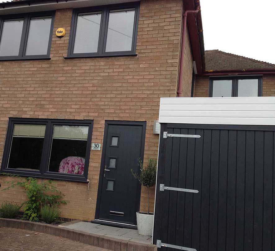 dark brown framed windows