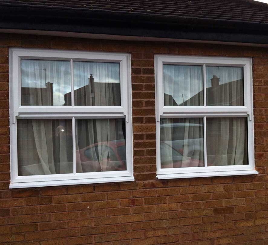 double white window frame mirror