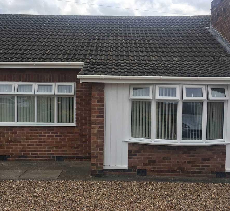 white frame windows open