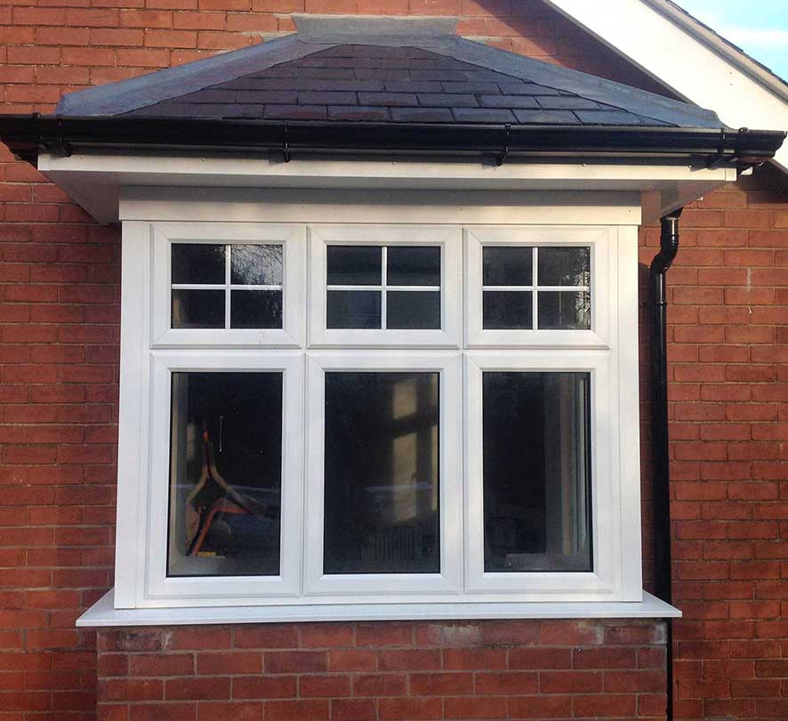 white frame single cross windows